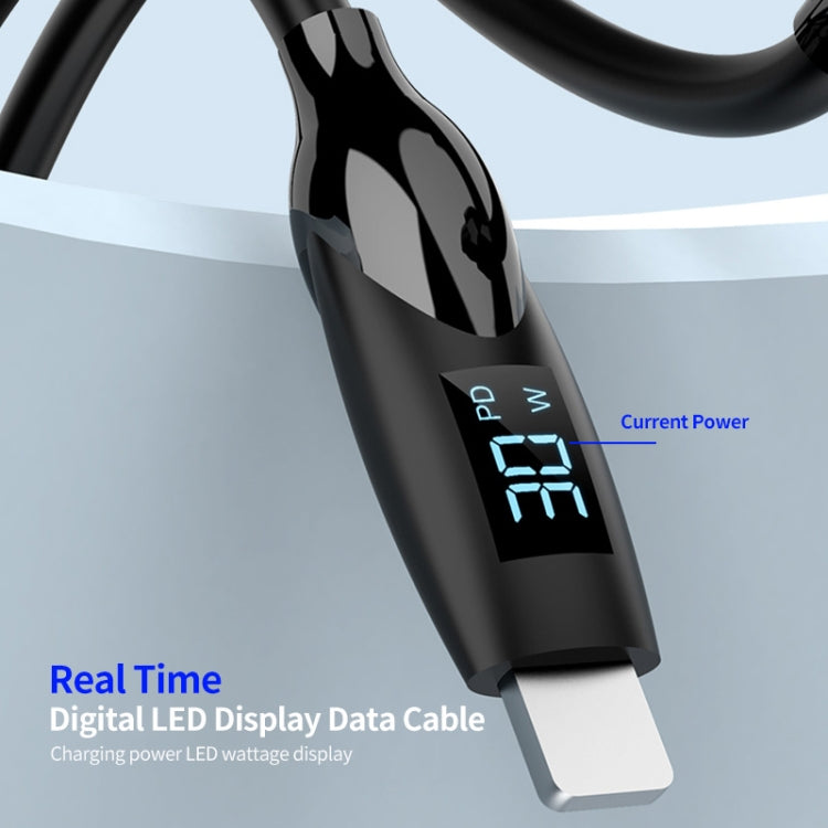 ENKAY 2.4A USB to 8 Pin Fast Charging Data Silicone Cable with LED Display, Length:1m(Black) - free shipping - PMC Jewellery - Order now!
