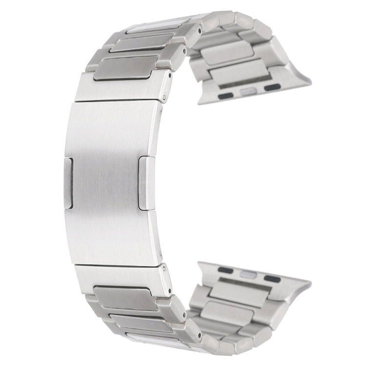 For Apple Watch Series 7 45mm Stainless Steel H-Shaped Fold Buckle Watch Band(Silver) - Watch Bands by PMC Jewellery | Online Shopping South Africa | PMC Jewellery