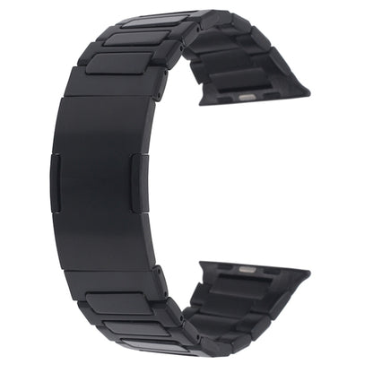 For Apple Watch Series 7 45mm Stainless Steel H-Shaped Fold Buckle Watch Band(Black) - Watch Bands by PMC Jewellery | Online Shopping South Africa | PMC Jewellery