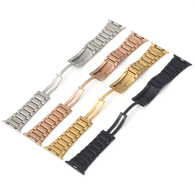 For Apple Watch Series 7 41mm Stainless Steel H-Shaped Fold Buckle Watch Band(Rose Gold) - Watch Bands by PMC Jewellery | Online Shopping South Africa | PMC Jewellery