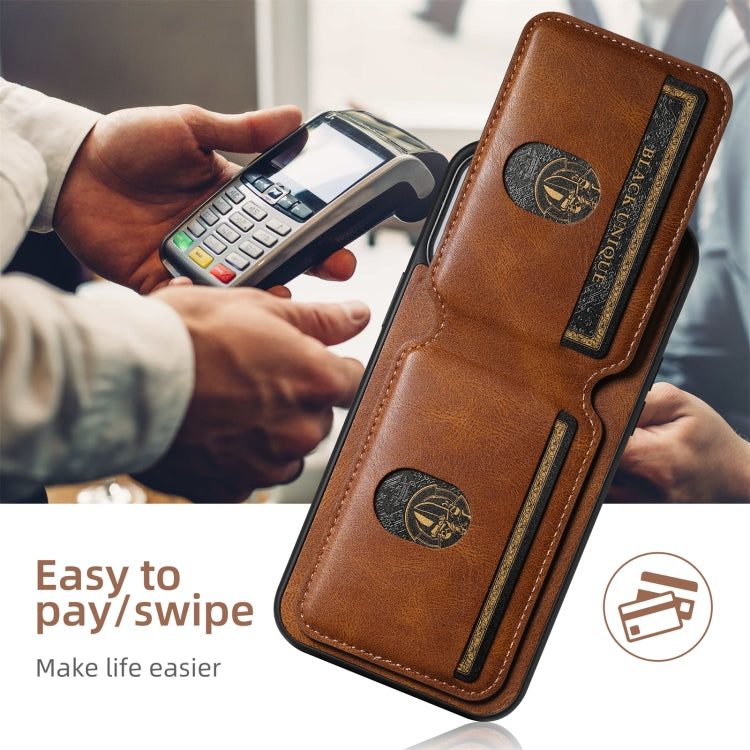 For iPhone 16 Suteni H02 Leather Wallet Stand Back Phone Case(Brown) - iPhone 16 Cases by Suteni | Online Shopping South Africa | PMC Jewellery | Buy Now Pay Later Mobicred