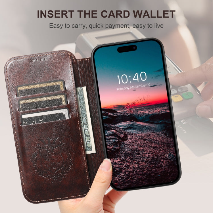 For iPhone 16 Suteni J05 Leather Magnetic MagSafe Phone Case(Brown) - iPhone 16 Cases by Suteni | Online Shopping South Africa | PMC Jewellery | Buy Now Pay Later Mobicred