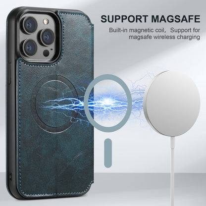 For iPhone 16 Suteni J05 Leather Magnetic MagSafe Phone Case(Blue) - iPhone 16 Cases by Suteni | Online Shopping South Africa | PMC Jewellery | Buy Now Pay Later Mobicred