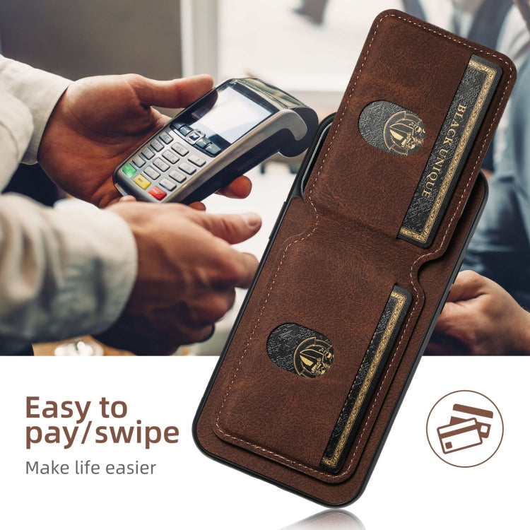 For iPhone 16 Suteni H02 Litchi Leather Card Wallet Stand Back Phone Case(Brown) - iPhone 16 Cases by Suteni | Online Shopping South Africa | PMC Jewellery | Buy Now Pay Later Mobicred