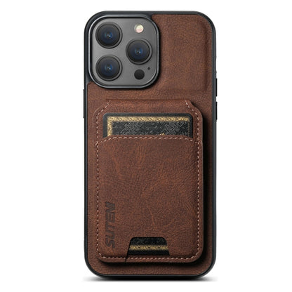 For iPhone 16 Pro Suteni H02 Litchi Leather Card Wallet Stand Back Phone Case(Brown) - iPhone 16 Pro Cases by Suteni | Online Shopping South Africa | PMC Jewellery | Buy Now Pay Later Mobicred