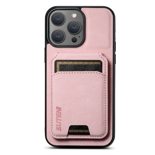 For iPhone 16 Pro Max Suteni H02 Litchi Leather Card Wallet Stand Back Phone Case(Pink) - iPhone 16 Pro Max Cases by Suteni | Online Shopping South Africa | PMC Jewellery | Buy Now Pay Later Mobicred