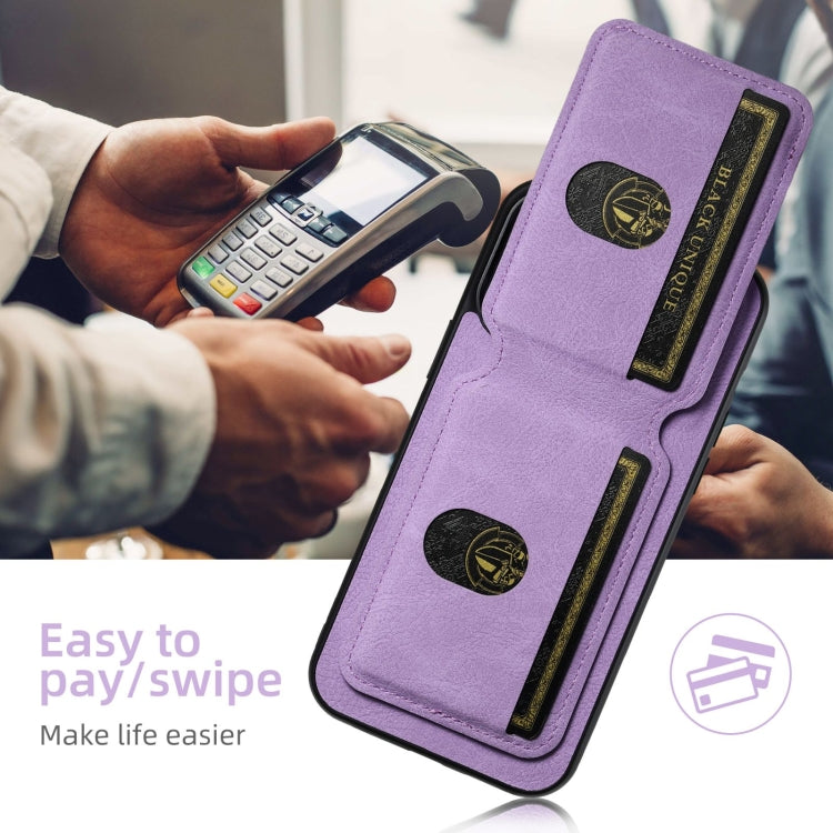 For iPhone 16 Pro Max Suteni H02 Litchi Leather Card Wallet Stand Back Phone Case(Purple) - iPhone 16 Pro Max Cases by Suteni | Online Shopping South Africa | PMC Jewellery | Buy Now Pay Later Mobicred