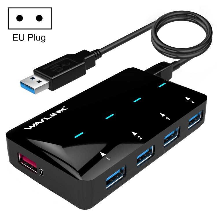 WAVLINK WL-UH3042P1 2.4A Fast Charging Adapter for Keyboard Mouse 4-Port USB3.0 HUB(EU Plug) - USB 3.0 HUB by WAVLINK | Online Shopping South Africa | PMC Jewellery | Buy Now Pay Later Mobicred