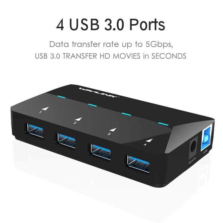 WAVLINK WL-UH3042P1 2.4A Fast Charging Adapter for Keyboard Mouse 4-Port USB3.0 HUB(AU Plug) - USB 3.0 HUB by WAVLINK | Online Shopping South Africa | PMC Jewellery | Buy Now Pay Later Mobicred