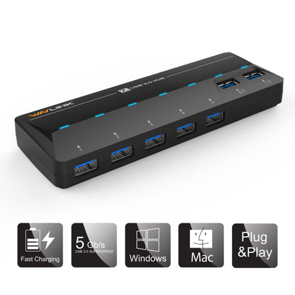 WAVLINK WL-UH3073D USB3.0 HUB Adapter 7-Port Docking Station with Individual Switch(AU Plug) - USB 3.0 HUB by WAVLINK | Online Shopping South Africa | PMC Jewellery | Buy Now Pay Later Mobicred