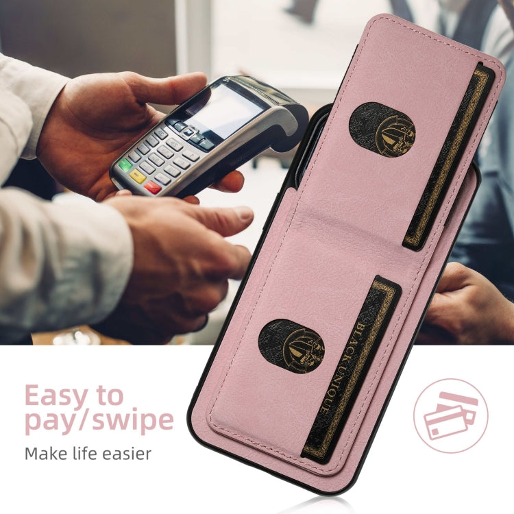 For iPhone 16 Pro Max Suteni H03 Litchi Leather Card Bag Stand Back Phone Case(Pink) - iPhone 16 Pro Max Cases by Suteni | Online Shopping South Africa | PMC Jewellery | Buy Now Pay Later Mobicred