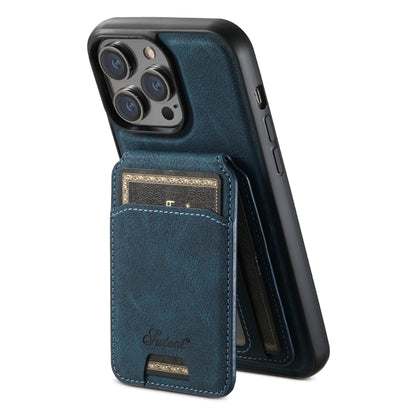 For iPhone 12 Pro Max Suteni H17 Litchi Texture Leather MagSafe Detachable Wallet Phone Case(Blue) - iPhone 12 Pro Max Cases by Suteni | Online Shopping South Africa | PMC Jewellery | Buy Now Pay Later Mobicred