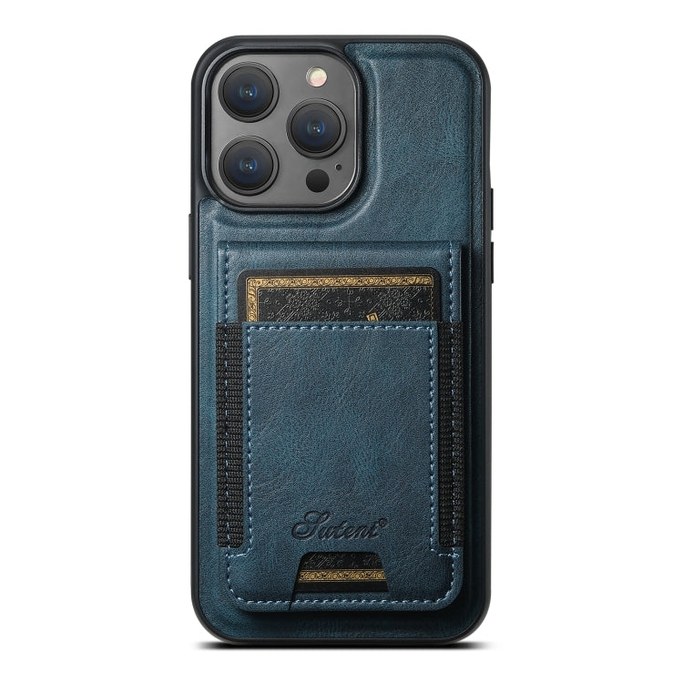 For iPhone 13 Pro Suteni H17 Oil Eax Leather MagSafe Detachable Wallet Phone Case(Blue) - iPhone 13 Pro Cases by Suteni | Online Shopping South Africa | PMC Jewellery | Buy Now Pay Later Mobicred