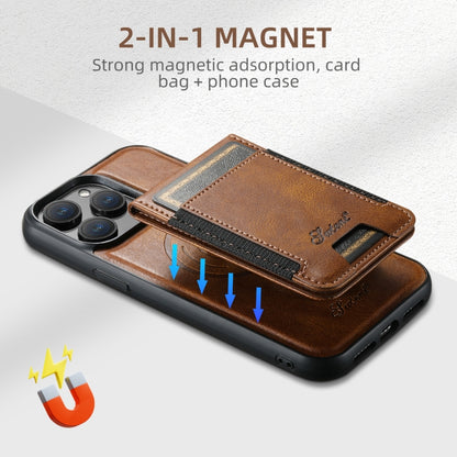 For iPhone 16 Plus Suteni H17 Oil Eax Leather MagSafe Detachable Wallet Phone Case(Brown) - iPhone 16 Plus Cases by Suteni | Online Shopping South Africa | PMC Jewellery | Buy Now Pay Later Mobicred