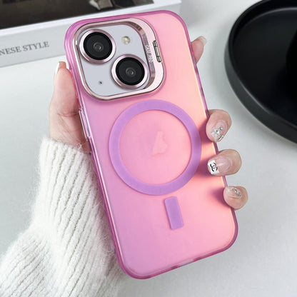 For iPhone 14 MagSafe Lens Holder PC Hybrid TPU Phone Case(Pink) - iPhone 14 Cases by PMC Jewellery | Online Shopping South Africa | PMC Jewellery