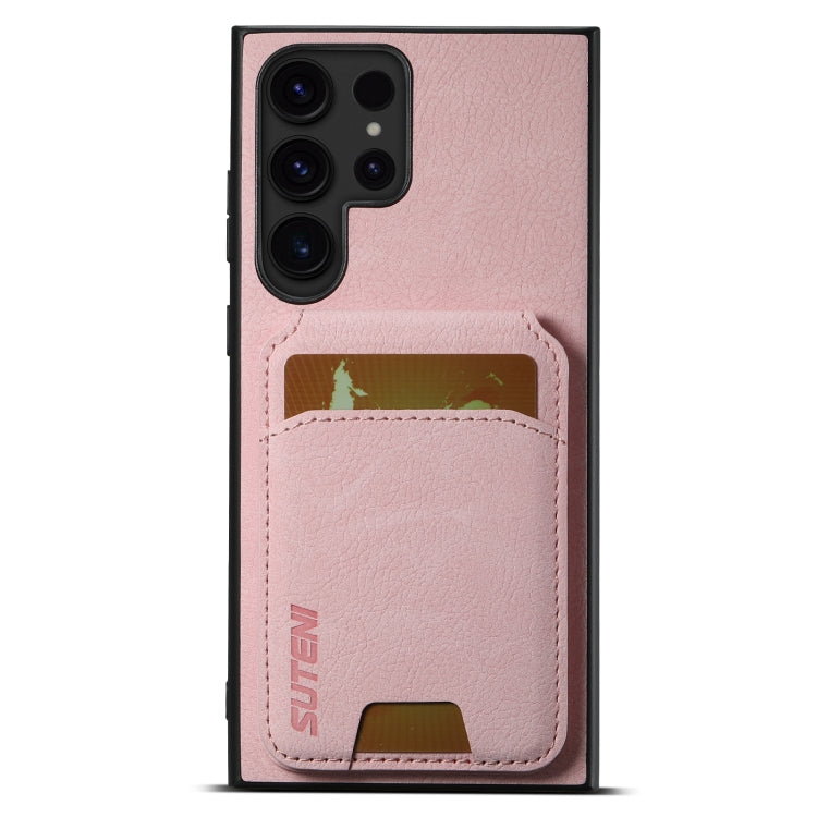 For Samsung Galaxy S24 Ultra 5G Suteni H02 Litchi Leather Card Wallet Stand Back Phone Case(Pink) - Galaxy S24 Ultra 5G Cases by Suteni | Online Shopping South Africa | PMC Jewellery | Buy Now Pay Later Mobicred