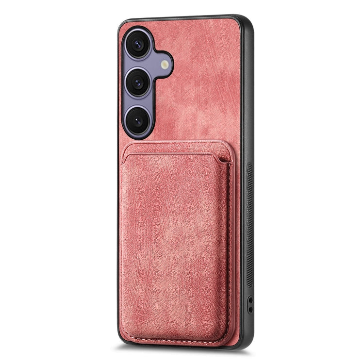 For Samsung Galaxy S25 5G Retro Leather Card Bag Magnetic Phone Case(Pink) - Galaxy S25 5G Cases by PMC Jewellery | Online Shopping South Africa | PMC Jewellery | Buy Now Pay Later Mobicred