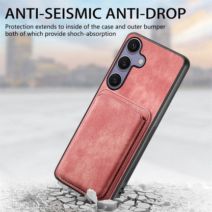 For Samsung Galaxy S25+ 5G Retro Leather Card Bag Magnetic Phone Case(Pink) - Galaxy S25+ 5G Cases by PMC Jewellery | Online Shopping South Africa | PMC Jewellery | Buy Now Pay Later Mobicred