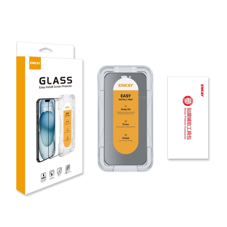 For iPhone 15 / 16 ENKAY Easy Install Anti-peeping Privacy Full Screen Tempered Glass Film - iPhone 15 Tempered Glass by ENKAY | Online Shopping South Africa | PMC Jewellery | Buy Now Pay Later Mobicred