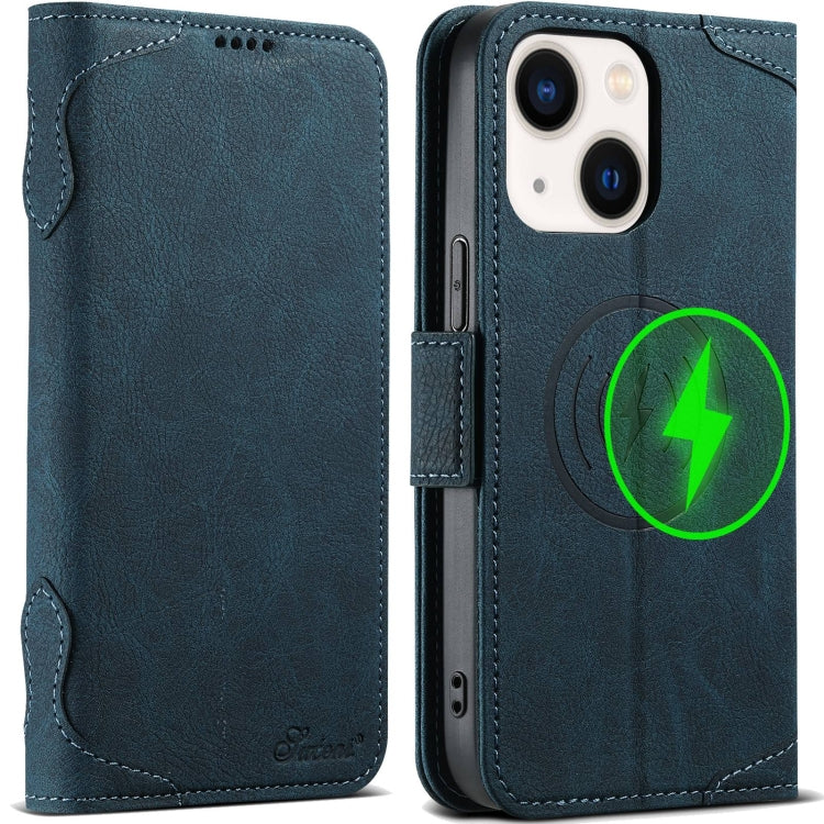 For iPhone 14 SUTENI J07 Multifunctional Horizontal Flip Magsafe Leather Phone Case(Blue) - free shipping - PMC Jewellery - Order now!