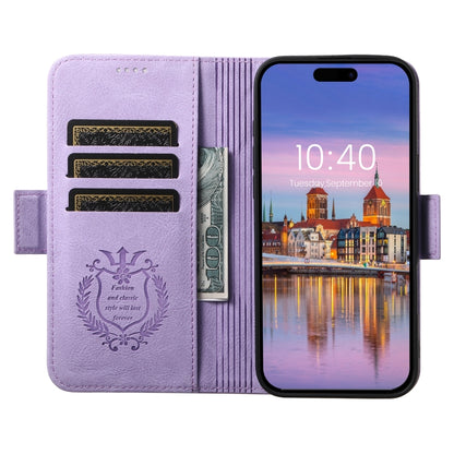 For iPhone 16 Pro SUTENI J07 Multifunctional Horizontal Flip Magsafe Leather Phone Case(Purple) - iPhone 16 Pro Cases by Suteni | Online Shopping South Africa | PMC Jewellery | Buy Now Pay Later Mobicred