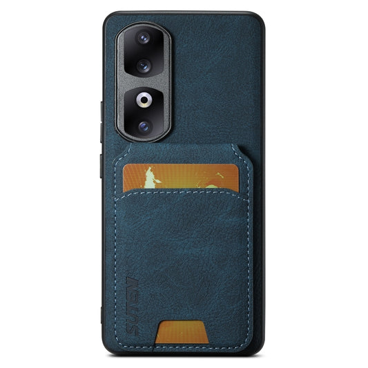 For  Honor 90 Suteni H02 Litchi Leather Card Wallet Stand Back Phone Case(Blue) - Honor Cases by Suteni | Online Shopping South Africa | PMC Jewellery