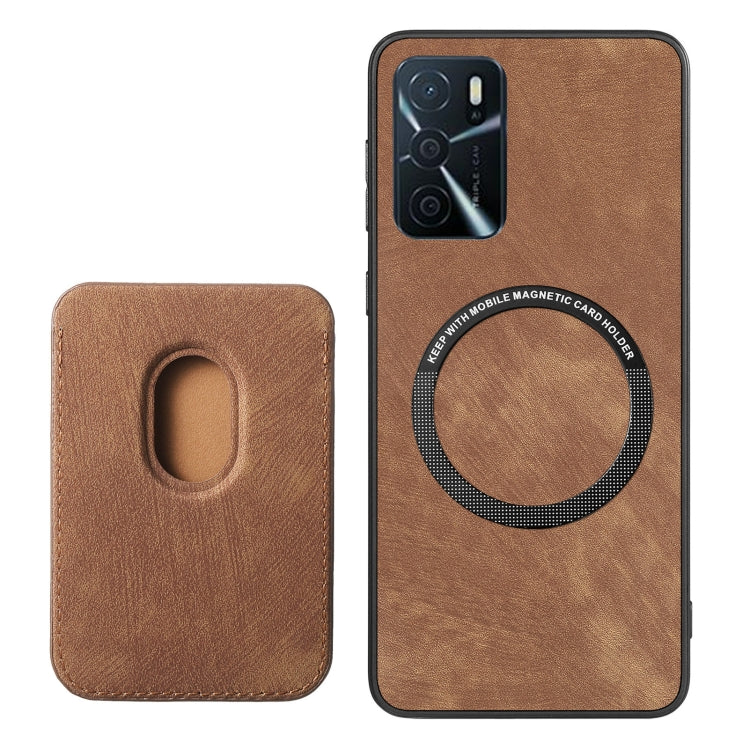 For OPPO A58 4G Retro Leather Card Bag Magnetic Phone Case(Brown) - OPPO Cases by PMC TechLife | Online Shopping South Africa | PMC TechLife | Buy Now Pay Later Mobicred