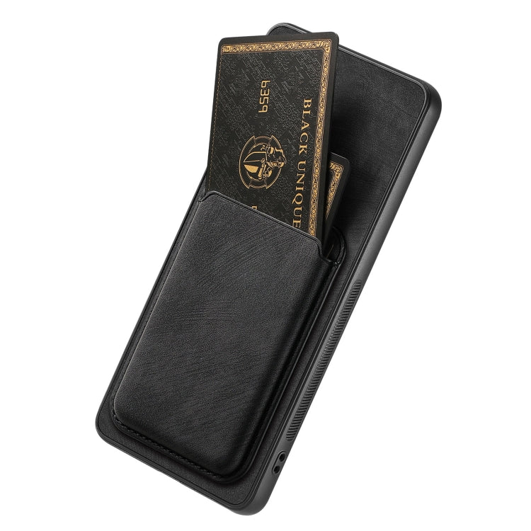 For OPPO A58 4G Retro Leather Card Bag Magnetic Phone Case(Black) - OPPO Cases by PMC TechLife | Online Shopping South Africa | PMC TechLife | Buy Now Pay Later Mobicred