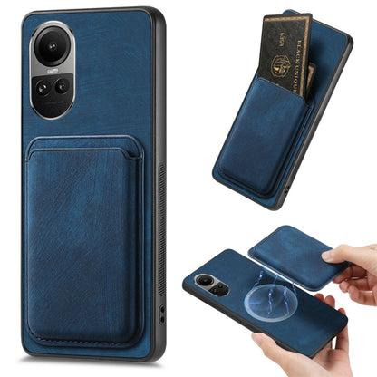 For OPPO Reno10 Global Retro Leather Card Bag Magnetic Phone Case(Blue) - OPPO Cases by PMC Jewellery | Online Shopping South Africa | PMC Jewellery | Buy Now Pay Later Mobicred