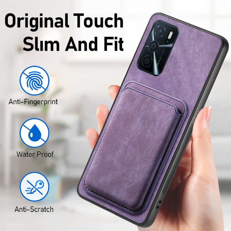 For OPPO Reno10 Pro Global Retro Leather Card Bag Magnetic Phone Case(Purple) - OPPO Cases by PMC Jewellery | Online Shopping South Africa | PMC Jewellery | Buy Now Pay Later Mobicred