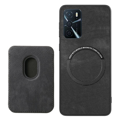 For OPPO Reno8 T 5G Retro Leather Card Bag Magnetic Phone Case(Black) - OPPO Cases by PMC Jewellery | Online Shopping South Africa | PMC Jewellery | Buy Now Pay Later Mobicred