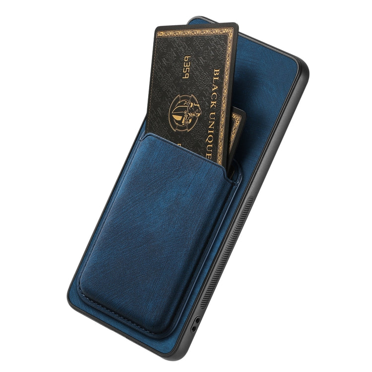 For OPPO Reno9 5G Retro Leather Card Bag Magnetic Phone Case(Blue) - OPPO Cases by PMC Jewellery | Online Shopping South Africa | PMC Jewellery | Buy Now Pay Later Mobicred