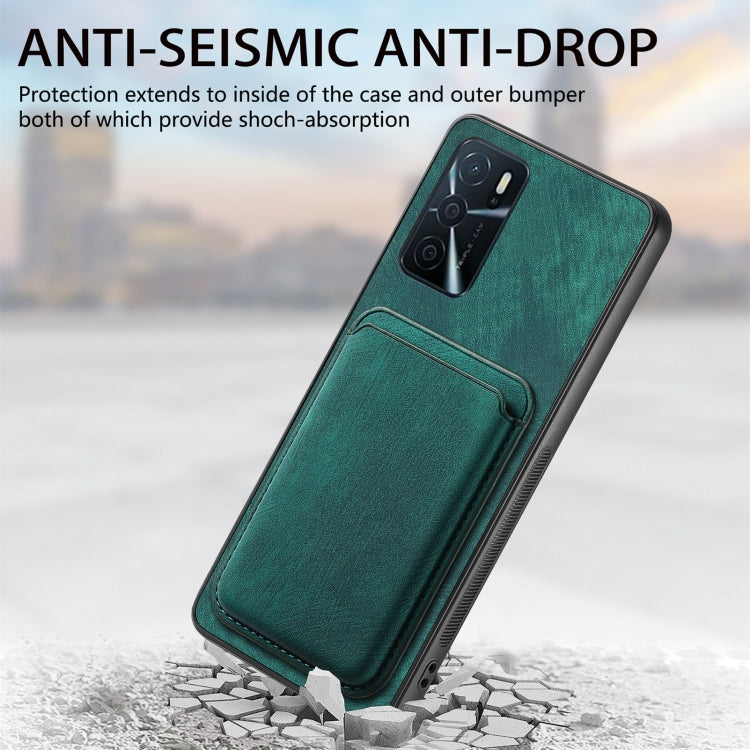 For OPPO Reno9 5G Retro Leather Card Bag Magnetic Phone Case(Green) - OPPO Cases by PMC Jewellery | Online Shopping South Africa | PMC Jewellery | Buy Now Pay Later Mobicred