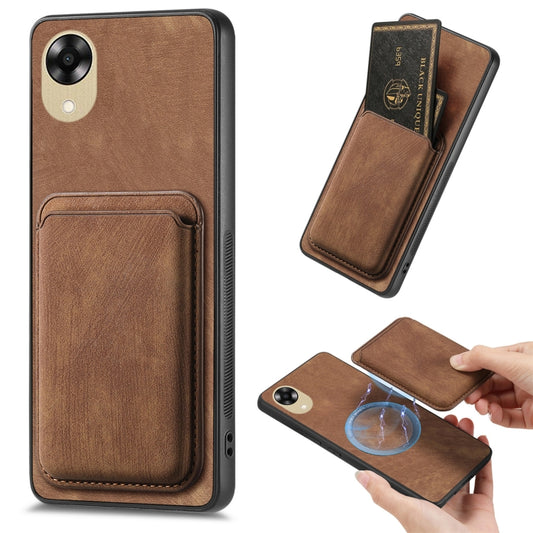 For OPPO A17K Retro Leather Card Bag Magnetic Phone Case(Brown) - OPPO Cases by PMC Jewellery | Online Shopping South Africa | PMC Jewellery | Buy Now Pay Later Mobicred