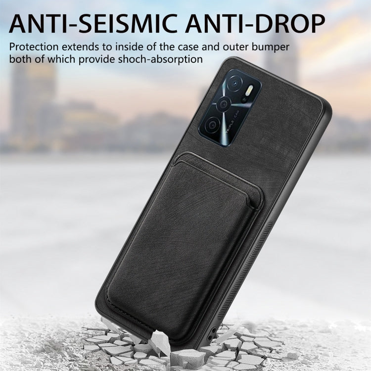 For OPPO A17K Retro Leather Card Bag Magnetic Phone Case(Black) - OPPO Cases by PMC TechLife | Online Shopping South Africa | PMC TechLife | Buy Now Pay Later Mobicred