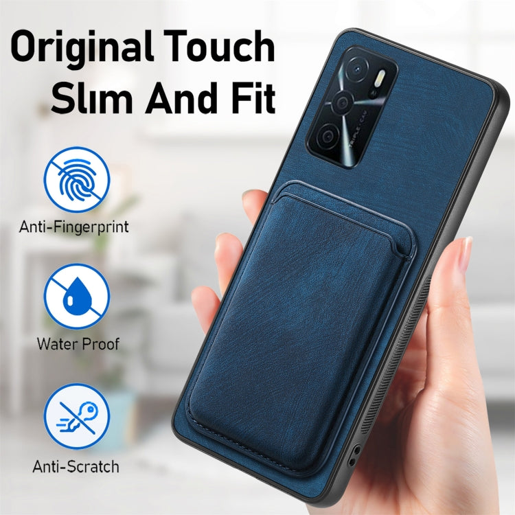 For OPPO A17 Retro Leather Card Bag Magnetic Phone Case(Blue) - OPPO Cases by PMC TechLife | Online Shopping South Africa | PMC TechLife | Buy Now Pay Later Mobicred