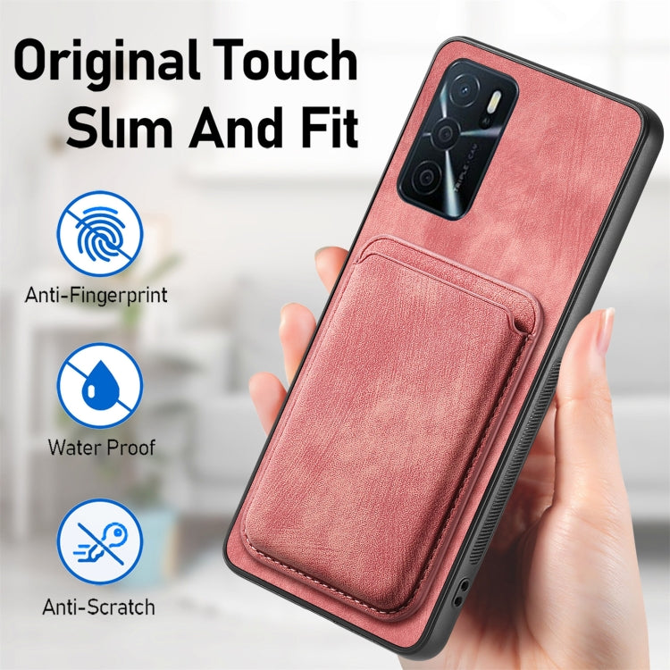 For OPPO A17 Retro Leather Card Bag Magnetic Phone Case(Pink) - OPPO Cases by PMC Jewellery | Online Shopping South Africa | PMC Jewellery | Buy Now Pay Later Mobicred