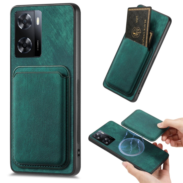 For OPPO A57 4G Retro Leather Card Bag Magnetic Phone Case(Green) - OPPO Cases by PMC Jewellery | Online Shopping South Africa | PMC Jewellery | Buy Now Pay Later Mobicred