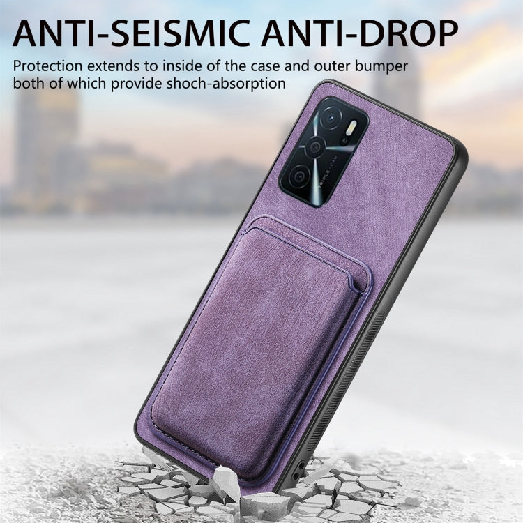 For OPPO Reno8 Pro 5G Retro Leather Card Bag Magnetic Phone Case(Purple) - OPPO Cases by PMC Jewellery | Online Shopping South Africa | PMC Jewellery | Buy Now Pay Later Mobicred