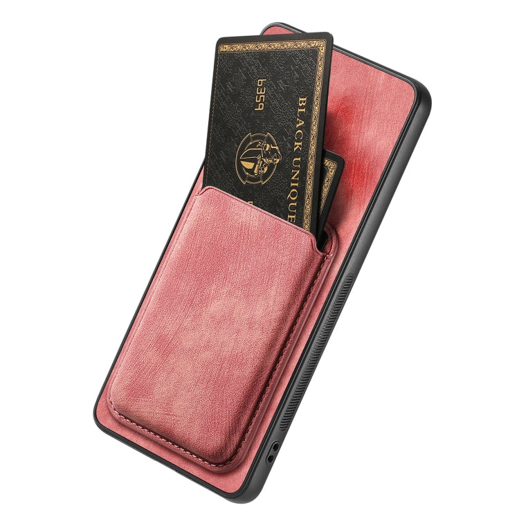 For OPPO A57 5G Retro Leather Card Bag Magnetic Phone Case(Pink) - OPPO Cases by PMC Jewellery | Online Shopping South Africa | PMC Jewellery | Buy Now Pay Later Mobicred