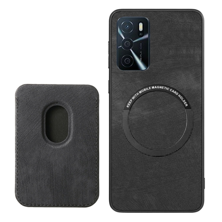 For OPPO Reno7 4G Retro Leather Card Bag Magnetic Phone Case(Black) - OPPO Cases by PMC Jewellery | Online Shopping South Africa | PMC Jewellery | Buy Now Pay Later Mobicred