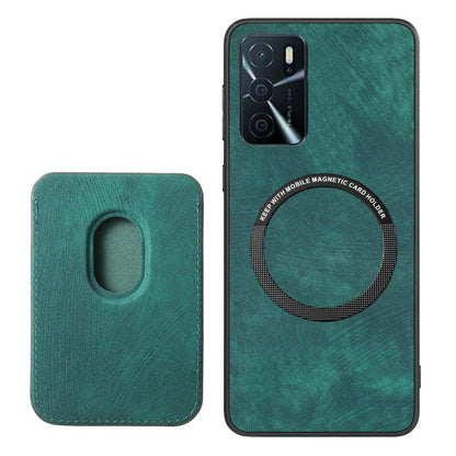 For OPPO Reno7 5G Retro Leather Card Bag Magnetic Phone Case(Green) - OPPO Cases by PMC Jewellery | Online Shopping South Africa | PMC Jewellery | Buy Now Pay Later Mobicred