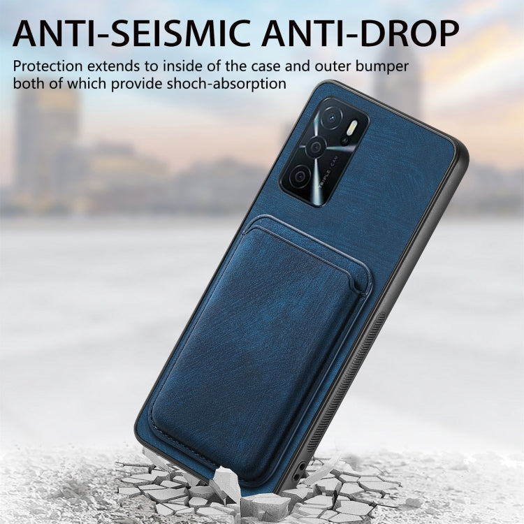 For OPPO A16 Retro Leather Card Bag Magnetic Phone Case(Blue) - OPPO Cases by PMC TechLife | Online Shopping South Africa | PMC TechLife | Buy Now Pay Later Mobicred