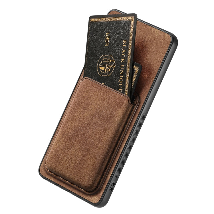 For OPPO Reno6 Pro+ Retro Leather Card Bag Magnetic Phone Case(Brown) - OPPO Cases by PMC TechLife | Online Shopping South Africa | PMC TechLife | Buy Now Pay Later Mobicred