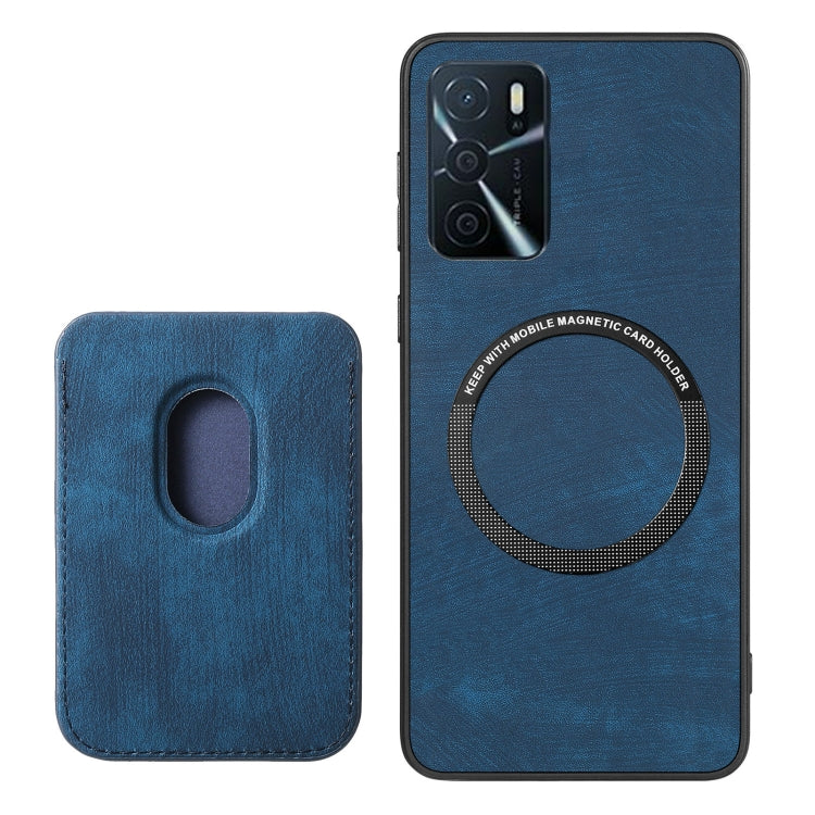 For OPPO F19 Retro Leather Card Bag Magnetic Phone Case(Blue) - OPPO Cases by PMC Jewellery | Online Shopping South Africa | PMC Jewellery | Buy Now Pay Later Mobicred
