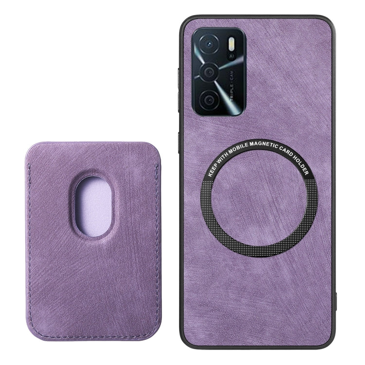 For OPPO A79 5G Retro Leather Card Bag Magnetic Phone Case(Purple) - OPPO Cases by PMC Jewellery | Online Shopping South Africa | PMC Jewellery | Buy Now Pay Later Mobicred