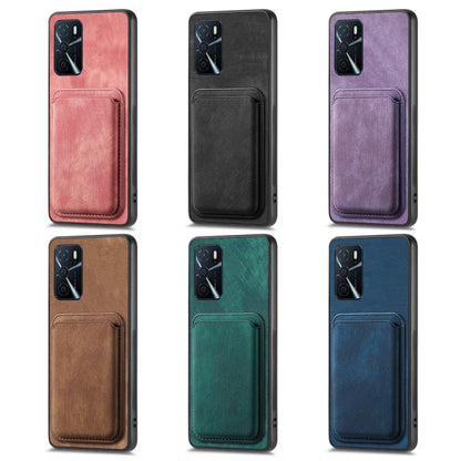 For OPPO Reno6 Z Retro Leather Card Bag Magnetic Phone Case(Purple) - OPPO Cases by PMC Jewellery | Online Shopping South Africa | PMC Jewellery | Buy Now Pay Later Mobicred