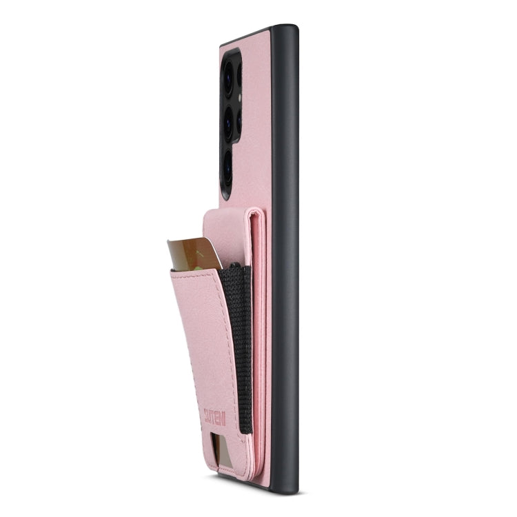 For Samsuny Galaxy S24 Ultrra 5G Suteni H03 Litchi Leather Card Bag Stand Back Phone Case(Pink) - Galaxy S24 Ultra 5G Cases by Suteni | Online Shopping South Africa | PMC Jewellery | Buy Now Pay Later Mobicred