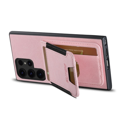 For Samsuny Galaxy S24 Ultrra 5G Suteni H03 Litchi Leather Card Bag Stand Back Phone Case(Pink) - Galaxy S24 Ultra 5G Cases by Suteni | Online Shopping South Africa | PMC Jewellery | Buy Now Pay Later Mobicred