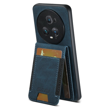 For Honor Magic6 Pro Suteni H03 Litchi Leather Card Bag Stand Back Phone Case(Blue) - Honor Cases by Suteni | Online Shopping South Africa | PMC Jewellery | Buy Now Pay Later Mobicred